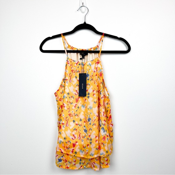 NWT Eclair Yellow Patterned Tank Top - Picture 1 of 6